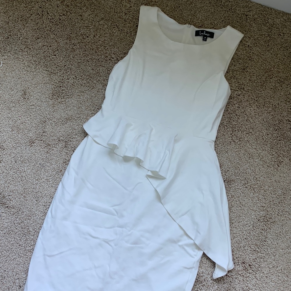 White midi ruffle dress